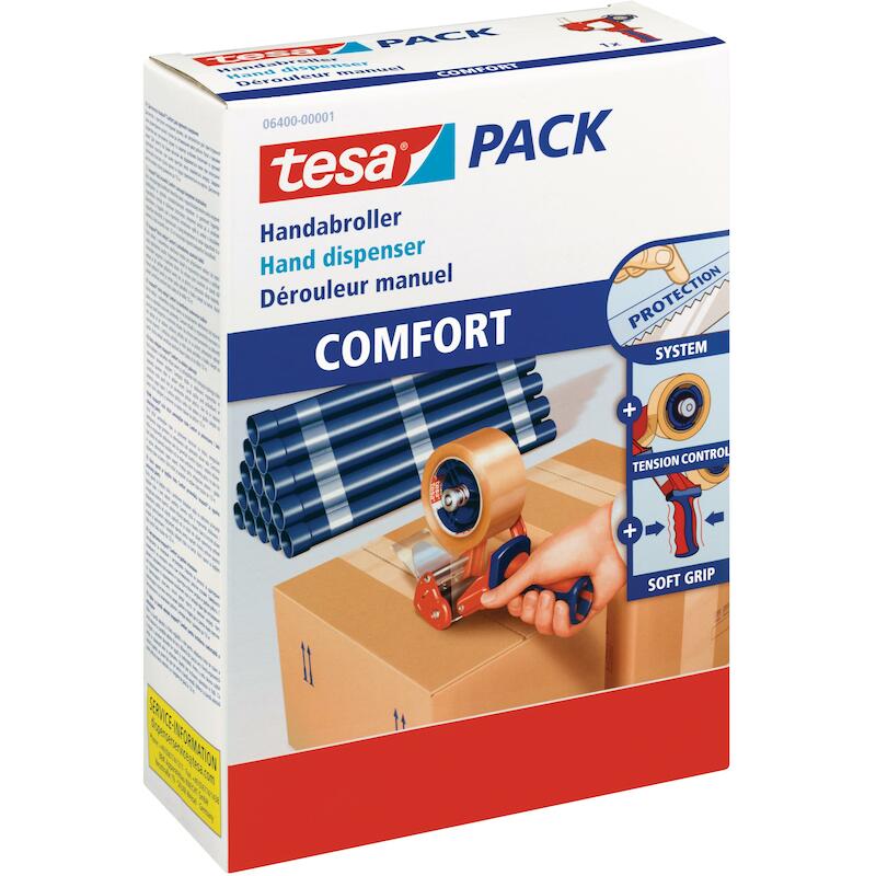 HANDAFROLLER MET REM - TESA 6400 - ROOD-BLAUW 50 MM
