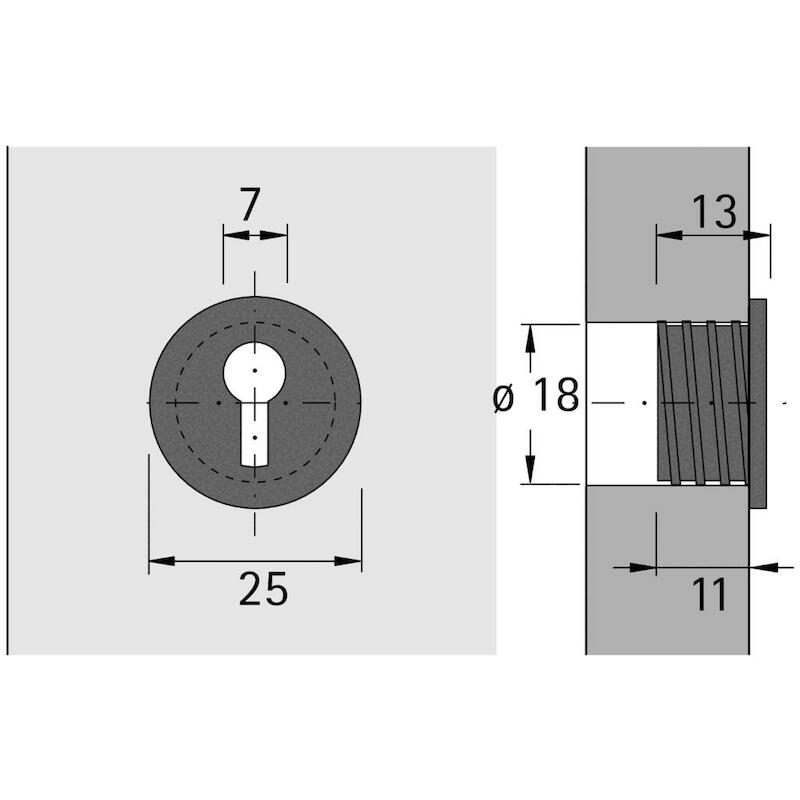 HETTICH 044560 SLEUTELROZET TYPE 2175 NIKKEL MAT