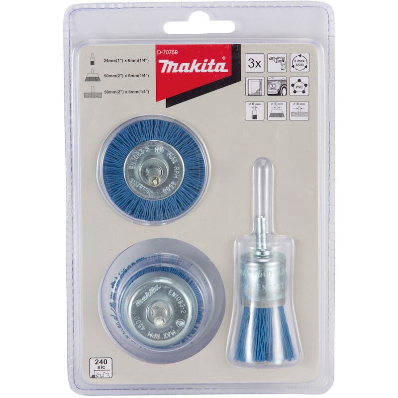 BORSTELSET OP STIFT S6 P240 D-70758 NYLON (3ST)MAK