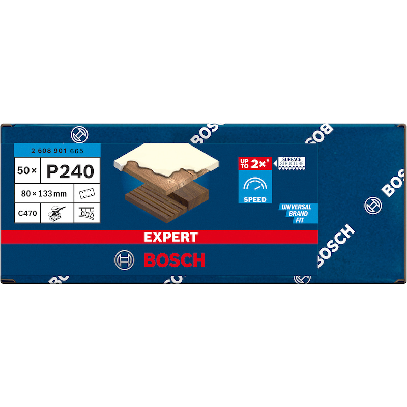 PAPIER ABRASIF 80X133MM     2608901665 P240(50PC)