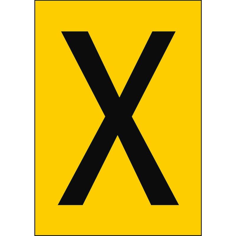 LETTER - BRADY 911500 - 'X' ZWART OP GEEL 210X297MM (1 EA)