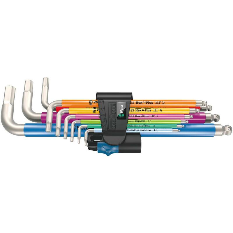JEU CLÉ MÂLE COUDÉE HEX+    3950/9 MULTICOLOUR HF