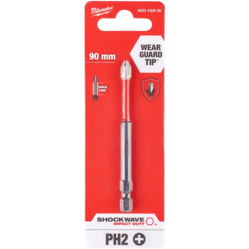 Milwaukee - Schroefbit - 4932430856 - Shockwave Impact Duty - PH2 x 90 mm - 1/4" - 02856662