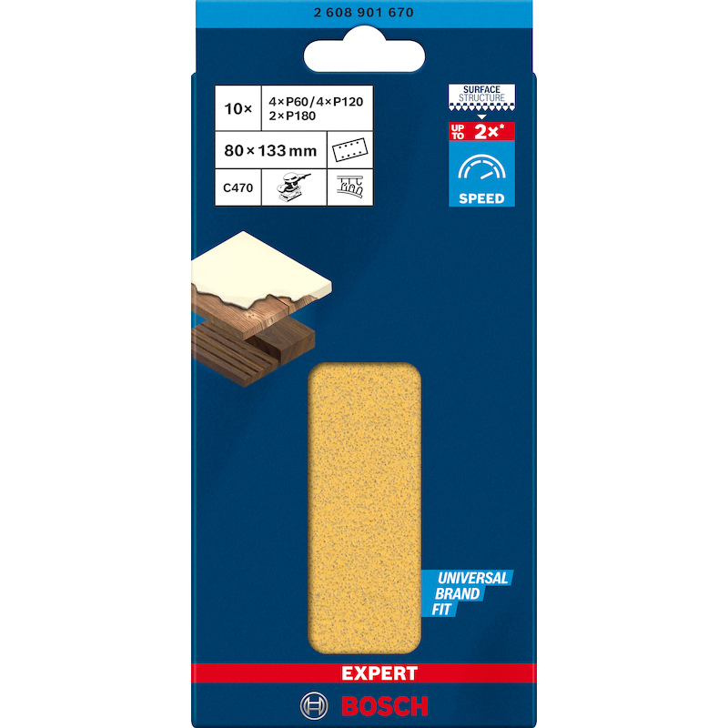 JEU FEUILLES ABR.80X133MM   C470      (10PC) BOSCH