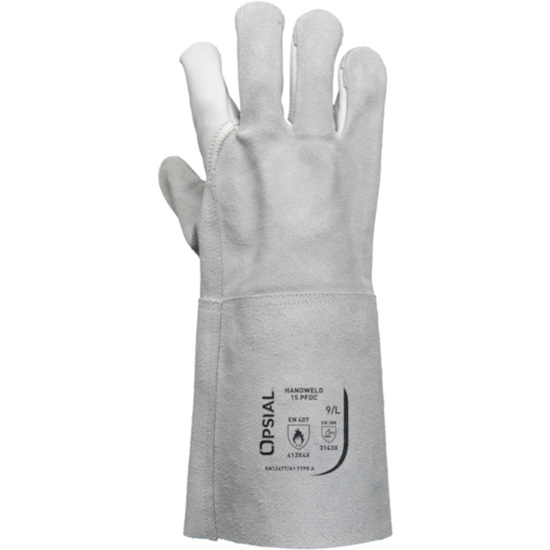 Opsial - Lashandschoen - Handweld 15 pfdc - Rundleder / rundsplitleder - Maat 10 - Manchet 15 cm - en 388 - en 407 - 02052726