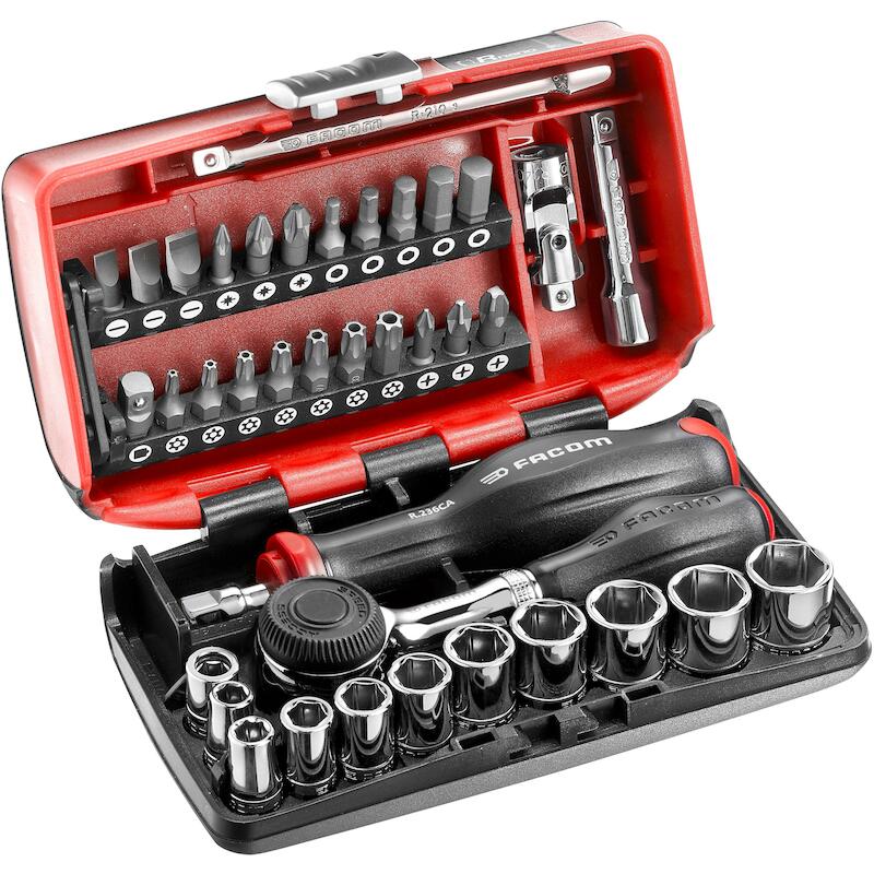 Facom - Coffret de douilles - R.360NANOPB - 1/4" - 6 pans - 5,5–14 mm - 38 pièces - 03171539