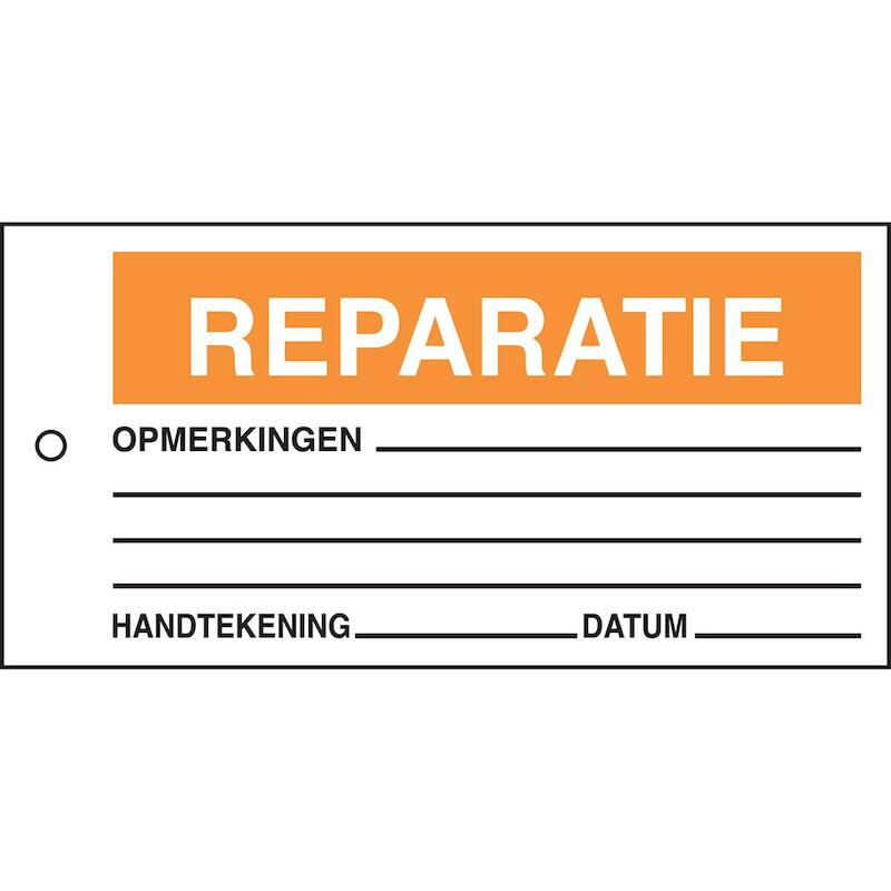 ETIKET - BRADY 230609 - REPARATIE ZWART EN ORANJEOP WIT 150 MM X 75 MM (10 EA)