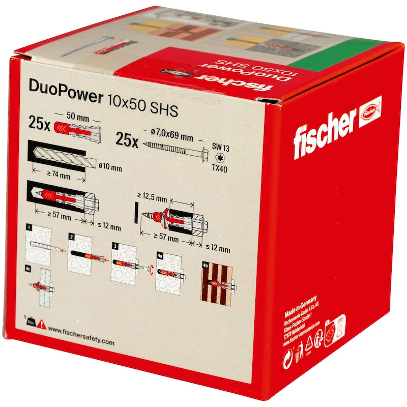 PLUG NYLON 10X50 S(+SCHROEF)DUOPOWER       FISCHER