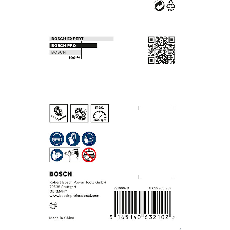 SCHIJFBORSTEL STIFT S6 80MM 2608622130 VERMESSINGD