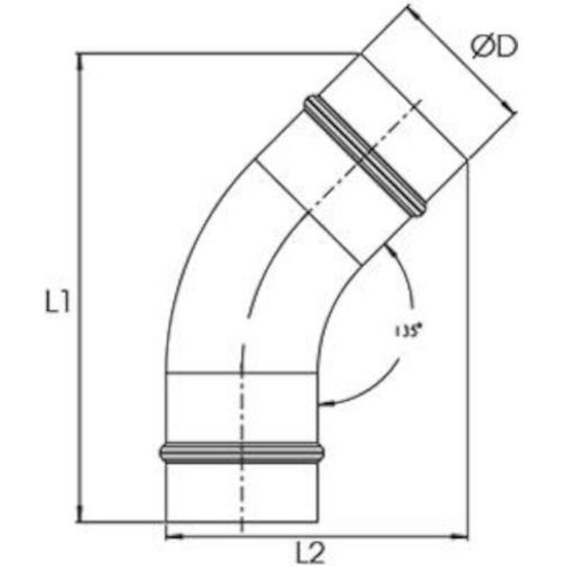 RACCORD COUDÉ 45°76 X 76MM  RX12 L1 00    TRANSAIR