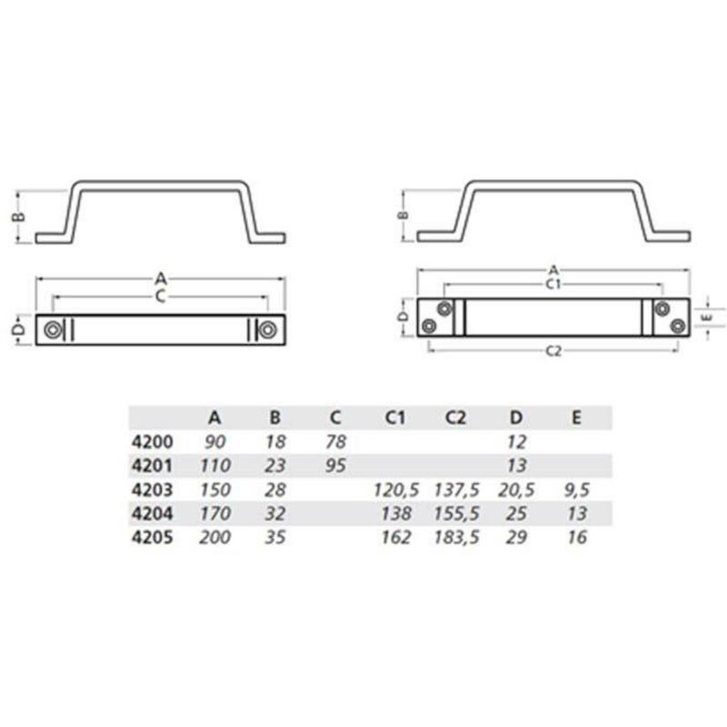 POIGNÉE DE PORTE 110MM ALU  4201-01E       HERMETA