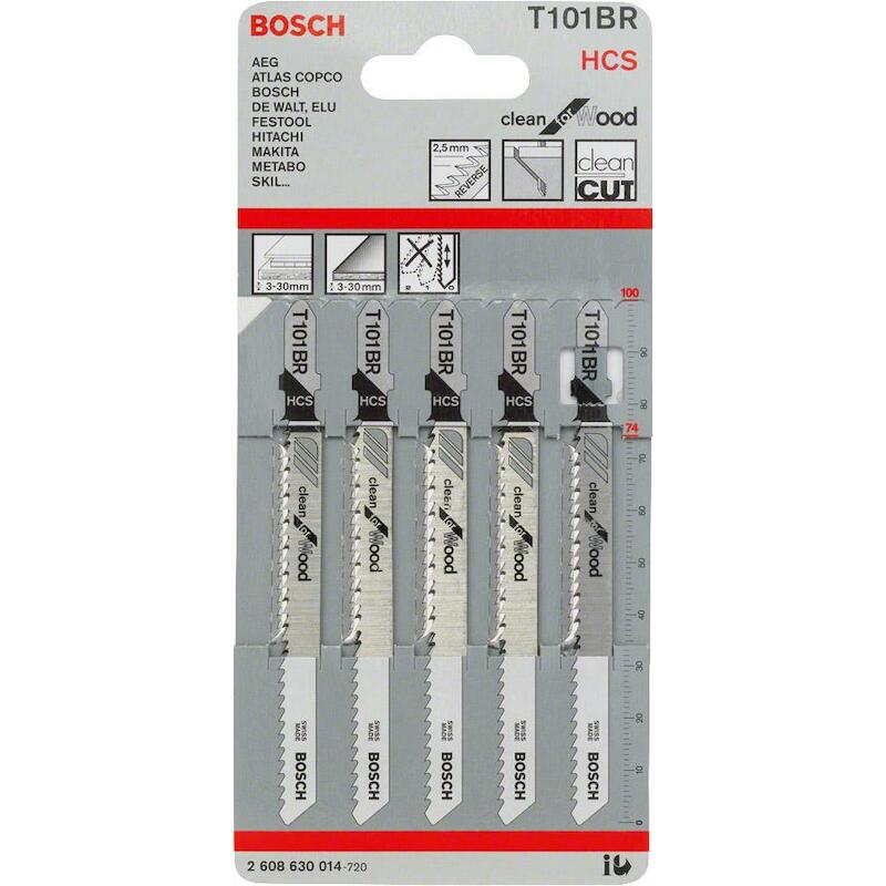 Bosch - Jigsaw blade - t 101 br Clean for Wood - 100 mm - 5 pieces - 02223978