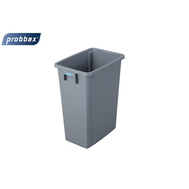 POUBELLE 60L GRIJS          320X460X580MM PLASTIBA