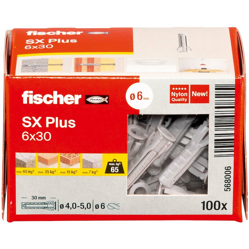 PLUG NYLON 4-VOUD.SPREIDING SX PLUS - 6X30 FISCHER