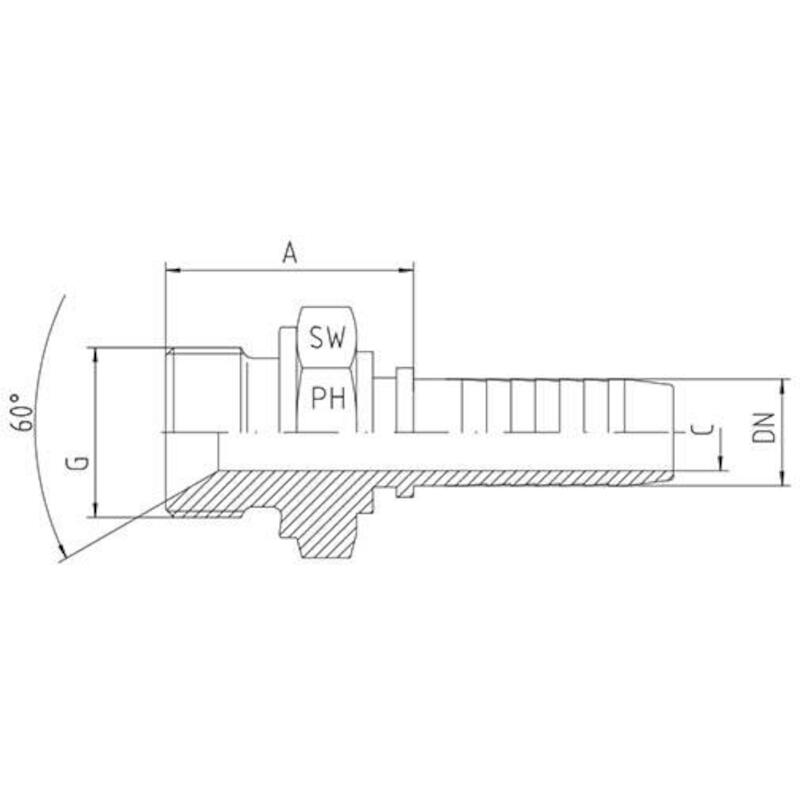 RECHTE PERSKOPPELING    AGR-3/8"-DN 08      RVS PH