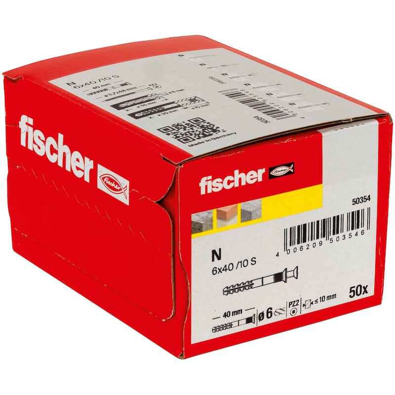 FISCHER N 6 X 40/10 S (50) NAGELPLUG N