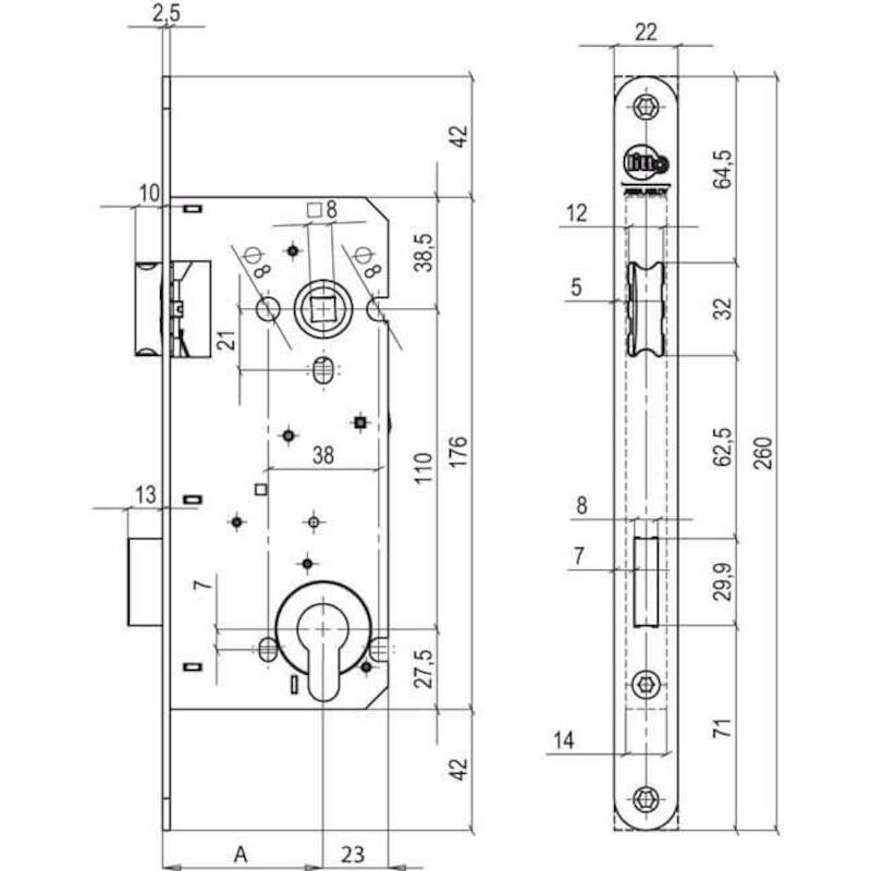 CILINDERSLOT KB AFG.INOXL.  A2653-21 55MM/EXCL.SLP