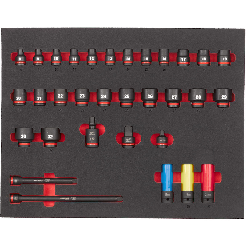 SLAGDOPPENSET 1/2" IN FOAM  4932493392 (32ST)MILWA