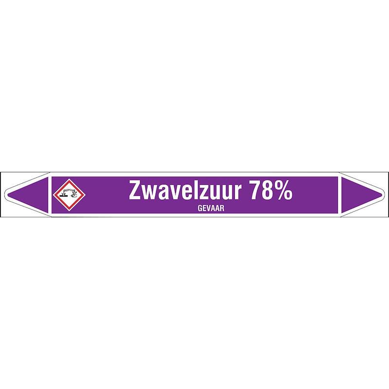 LEIDINGMERKER - BRADY N006968 - 'ZWAVELZUUR 78%' WIT OP PAARS 250X 26 MM (30 EA)