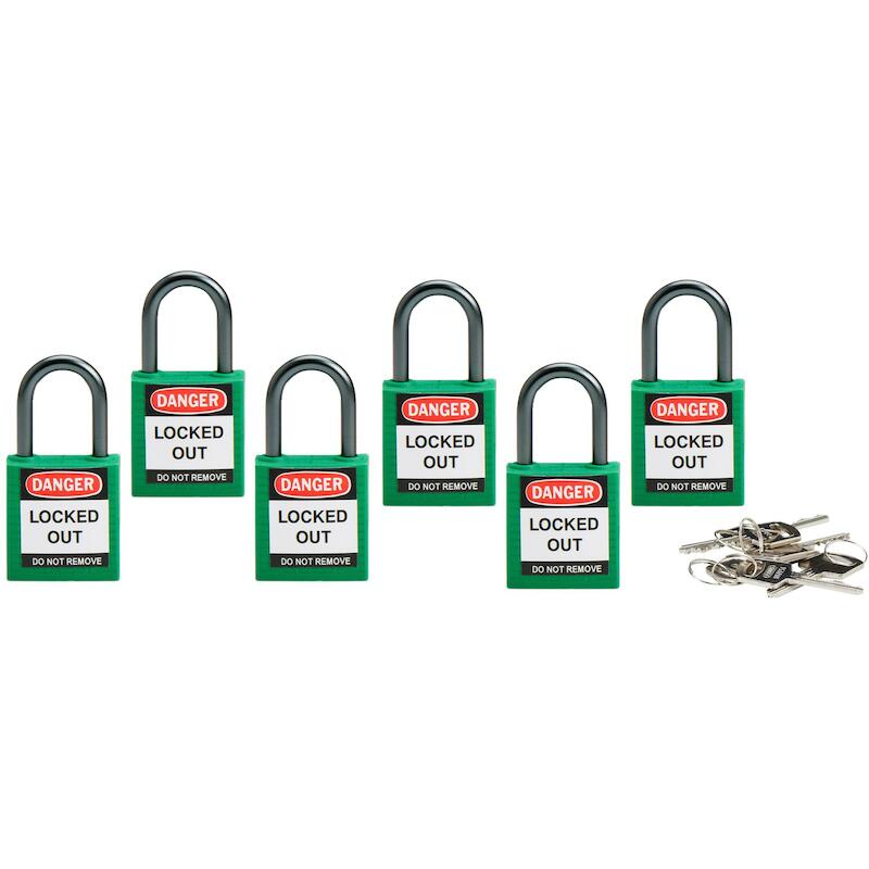 COMP SAFE PADLOCK 32MM SHA KD GREEN/6  BRADY   6ST