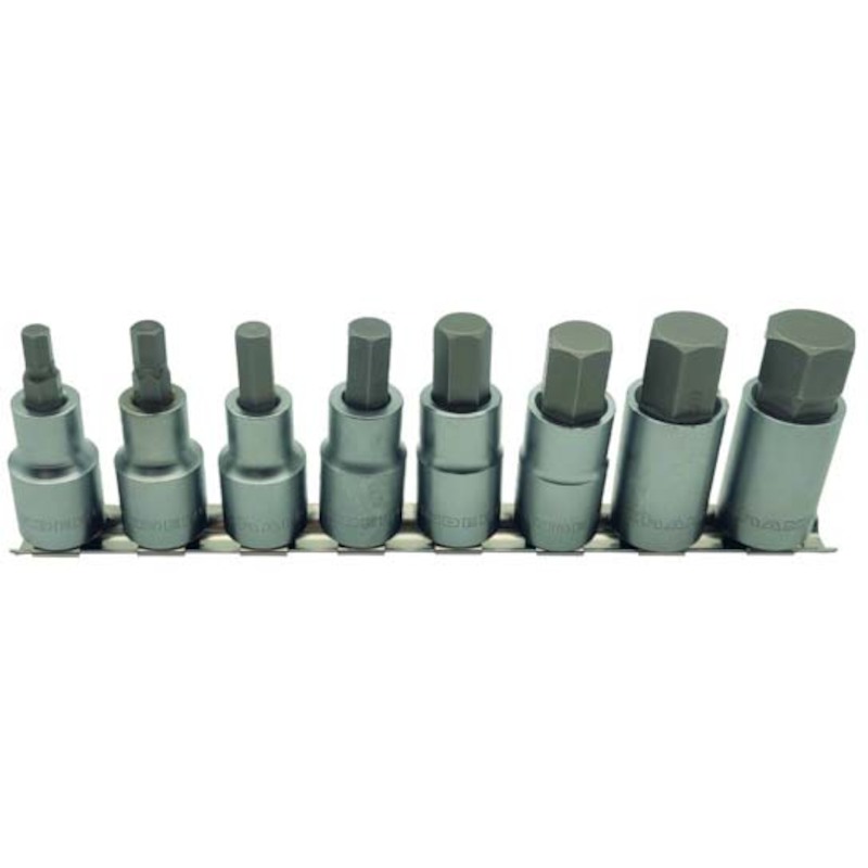 INBUSDOPPENSET - 1/2" 6 TOT 19 MM 8 DELIG LENGTE 57 MM