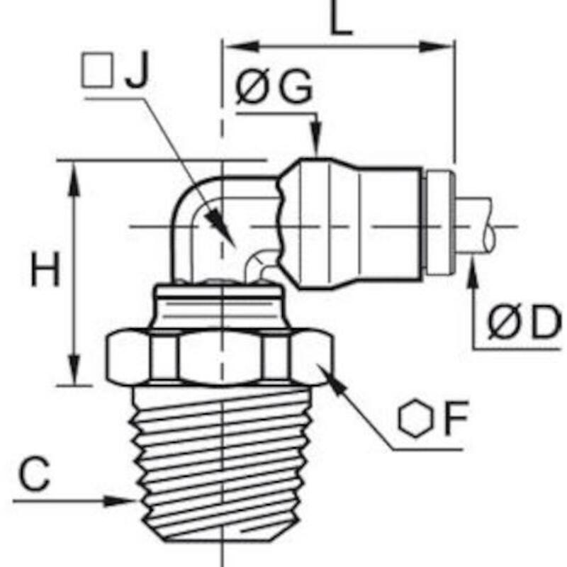 PIQ.DROIT M.90°10X1/4"BSPT  3609 10 13  LAIT. LEGR