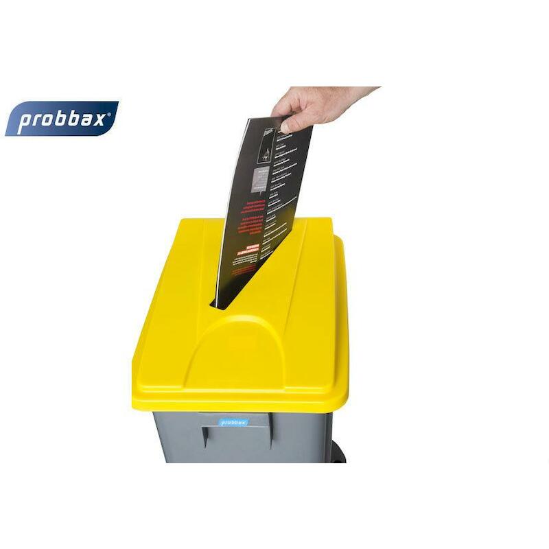COUVERCLE AVEC FENTE JAUNE  328X453X70MM   PLASTIB