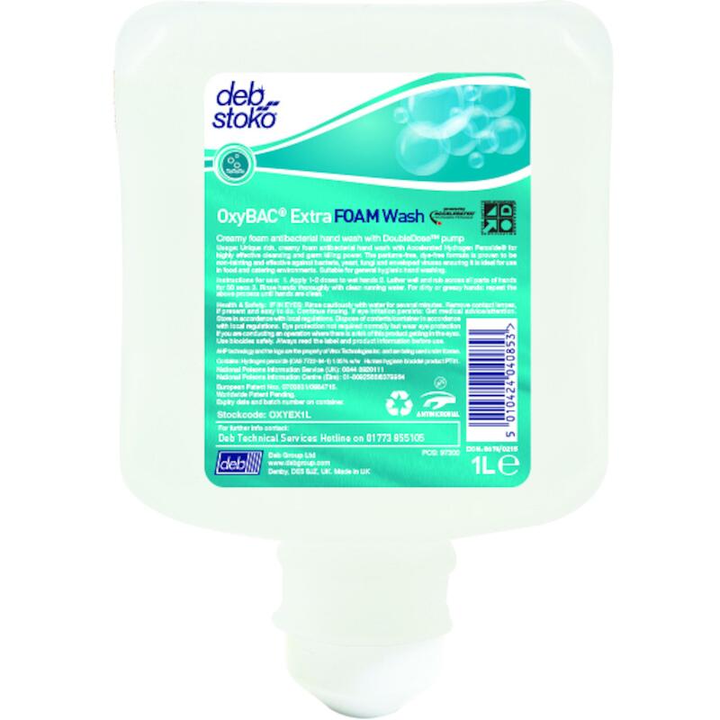 HUIDREINIGER HANDEN - DEB STOKO RANGE OXYBAC EXTRAFOAM - SCHUIM 1000 ML