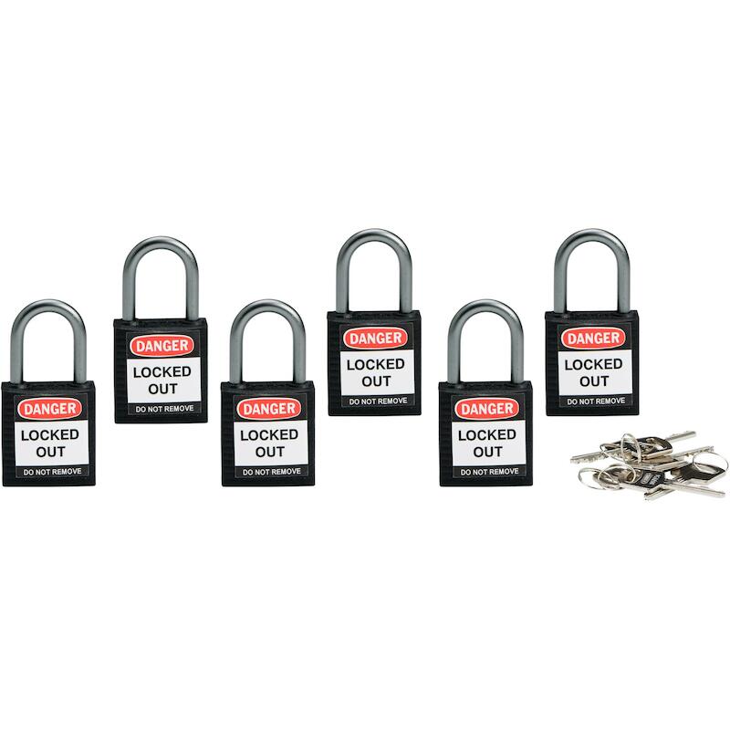 COMP SAFE PADLOCK 32MM SH KD BLACK/6   BRADY   6ST