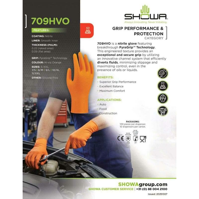 GANT PYRAGRIP ORANGE        709HVO (100PC) L SHOWA