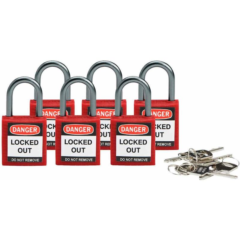 COMP SAFE PADLOCK 32MM SHA KD RED/6    BRADY   6ST