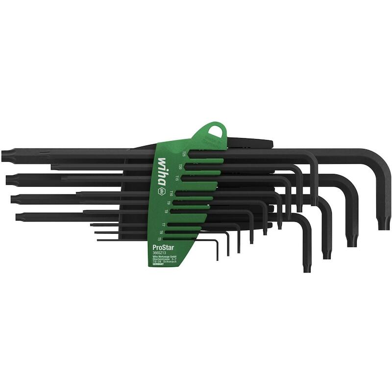 STIFTSLEUTELSET IN PROSTAR HOUDER TORX 14-DELIG CHEMISCH GEZWART - 366SZ13 - WIHA