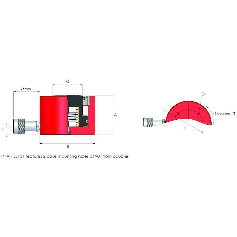 32 TONNE CAPACITY, SINGLE ACTING, LOW HEIGHT CYLINDER - HLS301 - HI-FORCE